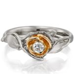 Rose Gold Rose Engagement Ring set with Diamond