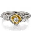 Yellow Gold Two Tone Rose Engagement Ring Set With Diamond