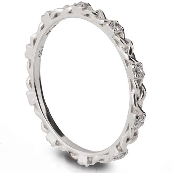 טבעת איטרניטי עשויה פלטינה ומשובצת יהלומים Braided #E1 טבעות נישואין