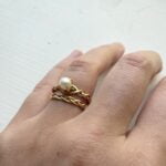 doron merav Celtic Engagement Ring Set with Pearl