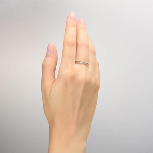 טבעת נישואין בעבודת יד עשויה זהב לבן Braided #4 טבעות נישואין