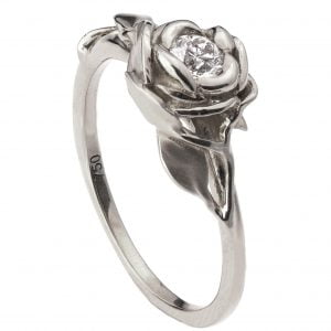 Rose Engagement Ring #4 White Gold and Moissanite Catalogue