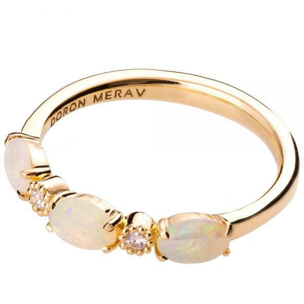 Rose Gold Opal Half Eternity Ring