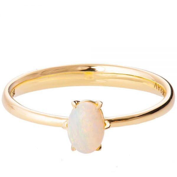 Yellow Gold Solitaire Opal Engagement Ring