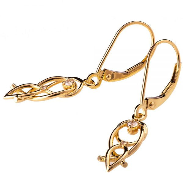 זוג עגילים בסגנון קלטי עשויים זהב אדום ומשובצים יהלומים Peng #9 קטלוג
