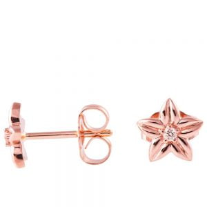 Rose Gold Diamonds Flower Earrings