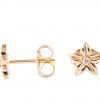 Yellow Gold Flower Earrings Set With Diamonds