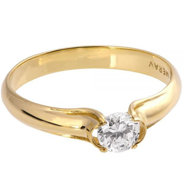 טבעת אירוסין בשיבוץ יהלום עשויה זהב צהוב ENG #4 טבעות אירוסין