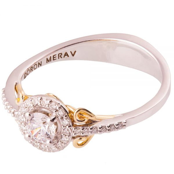 טבעת אירוסין בשיבוץ יהלומים עם עיטור בזהב צהוב ENG #11 טבעות אירוסין