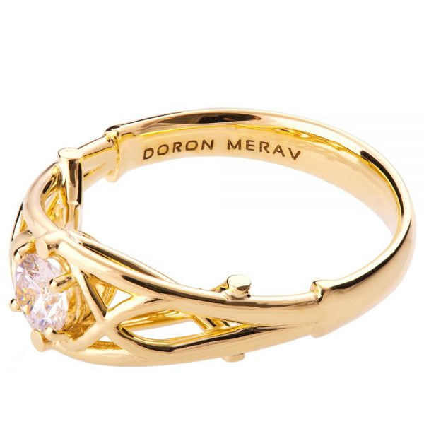 טבעת אירוסין עשויה זהב צהוב משובצת יהלום ENG #14 טבעות אירוסין