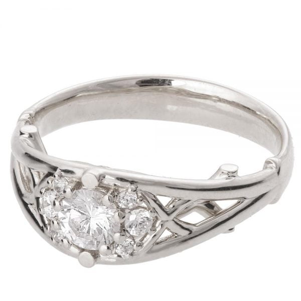 טבעת אירוסין בעבודת יד משובצת יהלומים עשויה פלטינה ENG #14B טבעות אירוסין