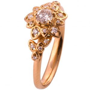 Flower Engagement Ring Rose Gold and Diamonds
