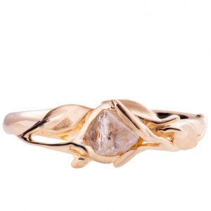 Raw Diamond Leaves Engagement Ring Rose Gold 6 Catalogue