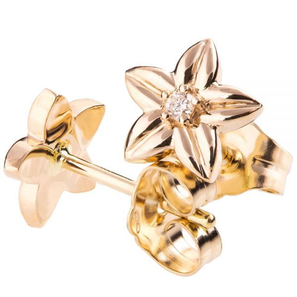 Flower Earrings Yellow Gold and Diamonds