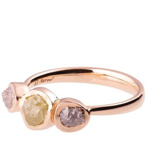 Raw Diamond Three Stone Engagement Ring Rose Gold Catalogue