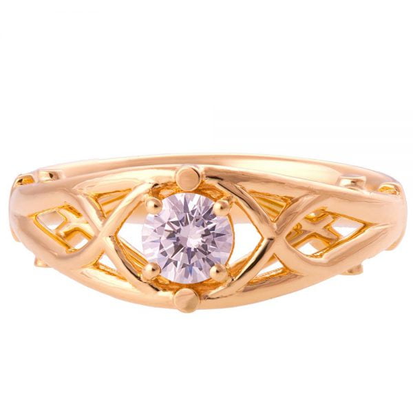 טבעת אירוסין עשויה זהב אדום משובצת יהלום ENG #14 טבעות אירוסין