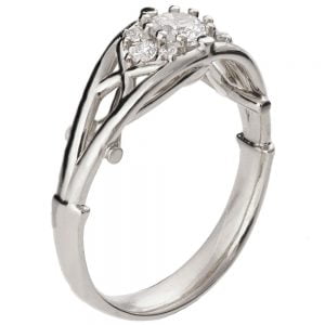 טבעת אירוסין בסגנון קלטי מזהב לבן משובצת מואסניט ויהלומים ENG 14B טבעות אירוסין