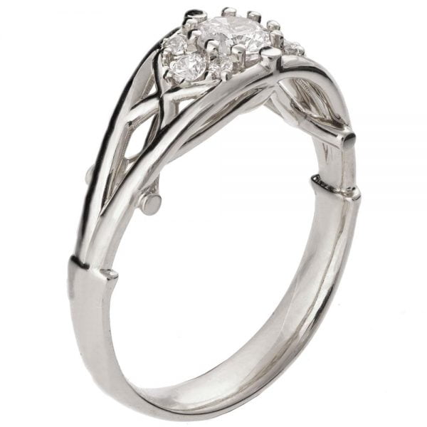 טבעת אירוסין בעבודת יד משובצת יהלומים עשויה זהב לבן ENG #14B טבעות אירוסין
