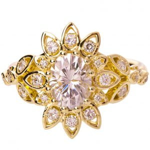 Petals Engagement Ring Yellow Gold and Oval Moissanite Catalogue