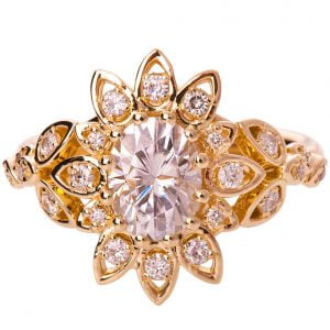 Petals Engagement Ring Rose Gold and Oval Moissanite Catalogue