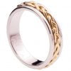 טבעת נישואין בעיטור צמה עשויה בשילוב של זהב לבן וזהב אדום Braided #9 טבעות נישואין