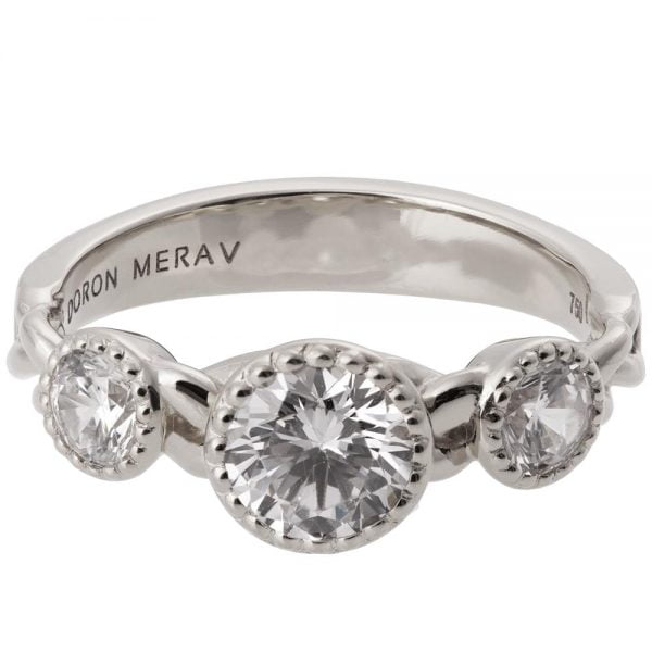 טבעת אירוסין בעיצוב צמה משובצת יהלומים עשויה פלטינה Braided #8 טבעות אירוסין