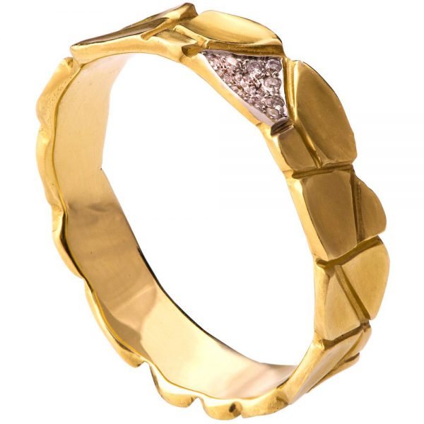 Parched Earth Wedding Band Yellow Gold and Diamonds 6D Catalogue