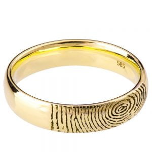Yellow Gold Finger Print Wedding Ring