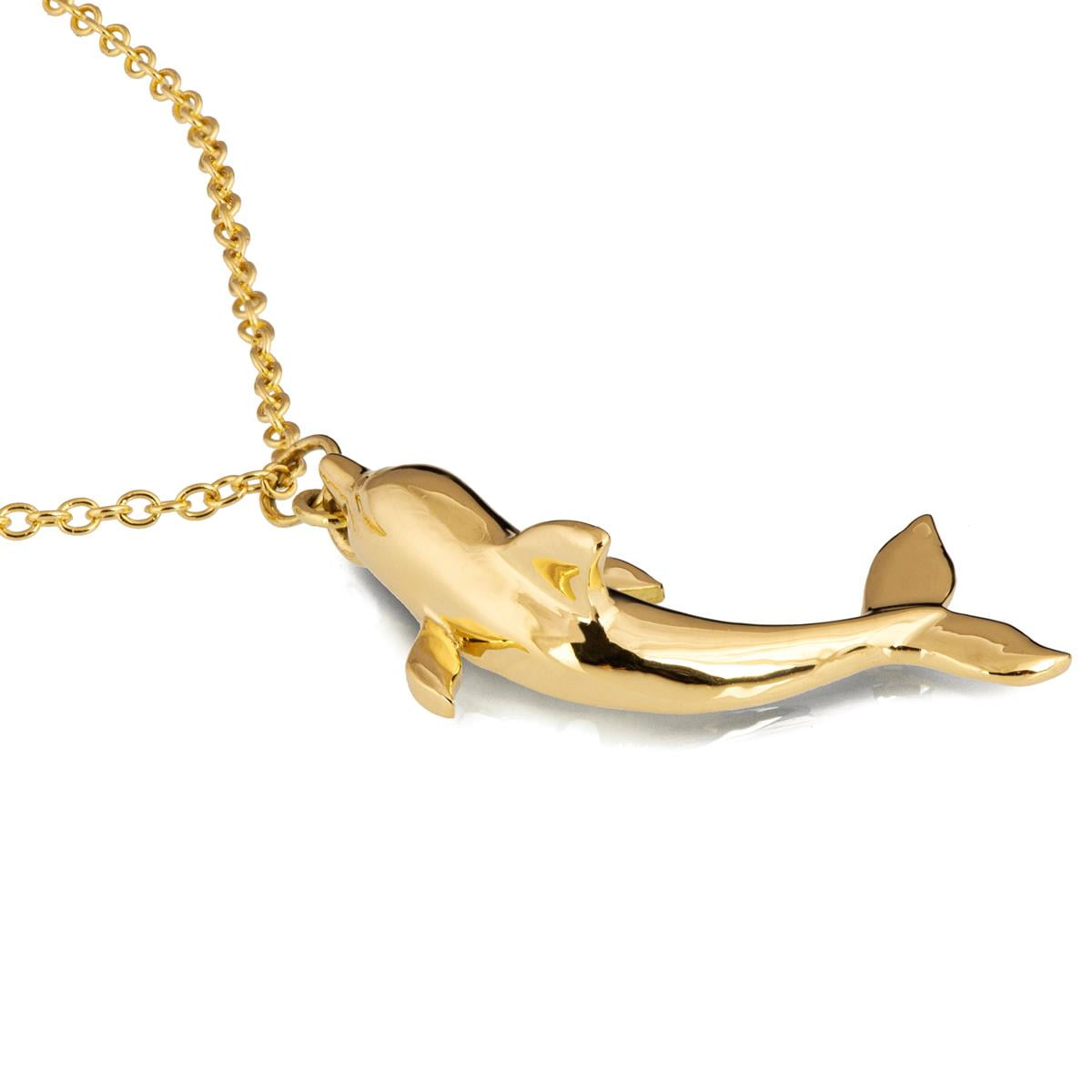 Dolphin Whale Tail Necklace 14K Gold & Diamond-I,I1 (I-J/I1-I2) – Glitz  Design