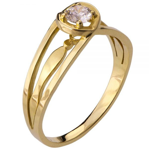טבעת אירוסין מעודנת בשיבוץ יהלום עשויה זהב צהוב ENG #3 טבעות אירוסין