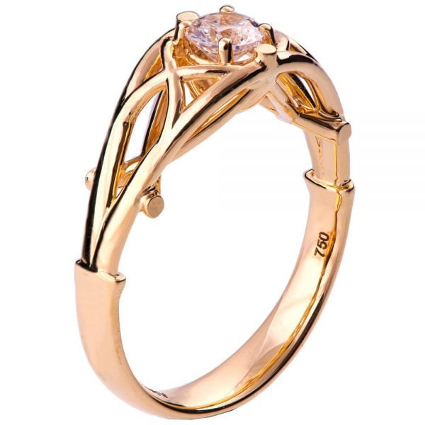 טבעת אירוסין עשויה זהב אדום משובצת יהלום ENG #14 טבעות אירוסין