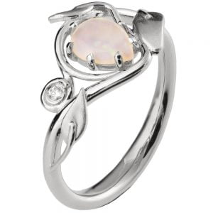 Platinum Leaves Opal Engagement Ring