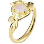 Yellow Gold Leaves Opal Engagement Ring