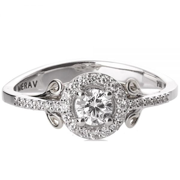 טבעת אירוסין בשיבוץ יהלומים עשויה פלטינה ENG #11 טבעות אירוסין