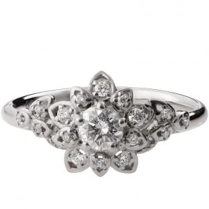 Flower Engagement Ring White Gold and Diamonds 2B Catalogue