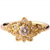 טבעת אירוסין בעיצוב פרח משובץ יהלומים בזהב צהוב #FLOWER2B טבעות אירוסין