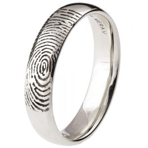 White Gold Fingerprint Wedding Ring