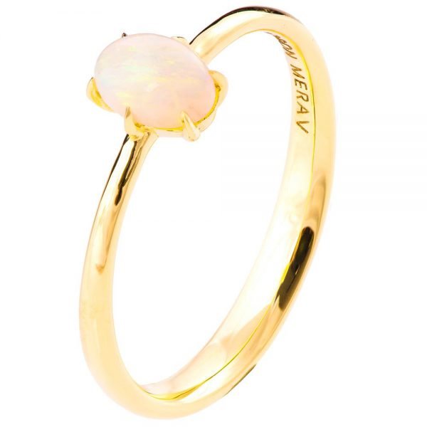 Solitaire Opal Engagement Ring Yellow Gold