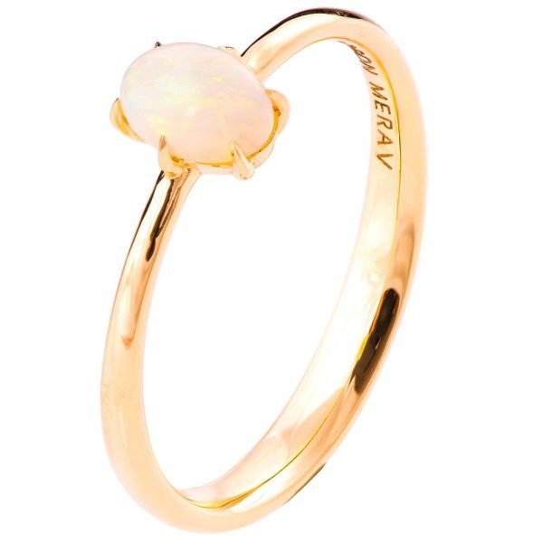 Solitaire Opal Engagement Ring Rose Gold