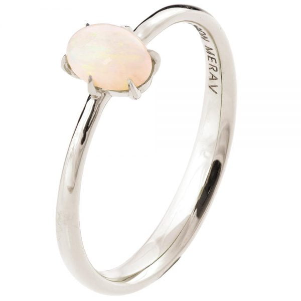 Solitaire Opal Engagement Ring White Gold
