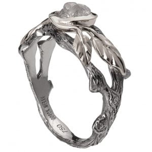 White Gold Raw Diamond Engagement Ring