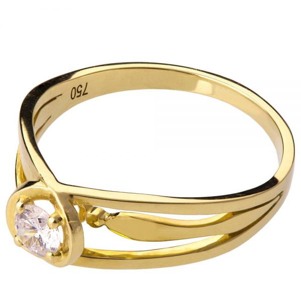 טבעת אירוסין מעודנת בשיבוץ יהלום עשויה זהב צהוב ENG #3 טבעות אירוסין