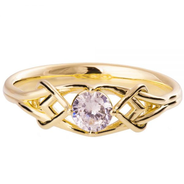Celtic Engagement Ring Yellow Gold Set With Diamond