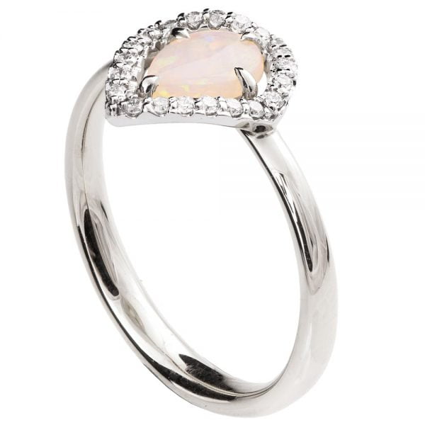 Halo Opal Engagement Ring White Gold Catalogue