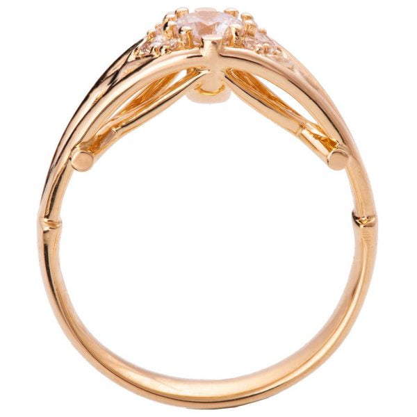 טבעת אירוסין בעבודת יד משובצת יהלומים עשויה זהב אדום ENG #14B טבעות אירוסין