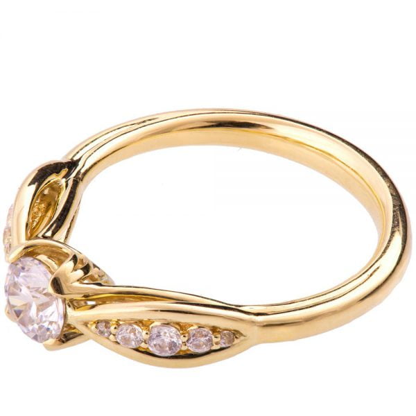 טבעת אירוסין בעבודת יד בשיבוץ יהלומים עשויה זהב צהוב ENG #15B טבעות אירוסין
