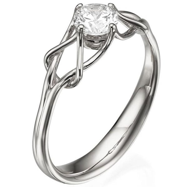 טבעת אירוסין בסגנון קלטי מזהב לבן משובצת מואסניט ENG 10 טבעות אירוסין