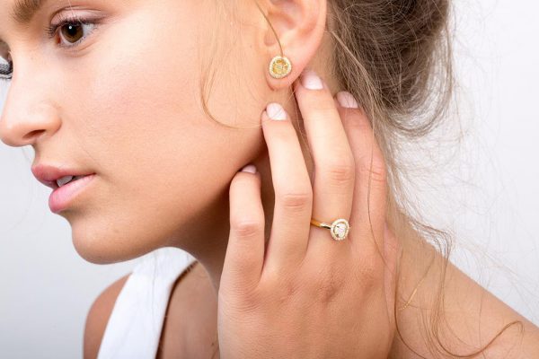 Raw Diamond Earrings Rose Gold Catalogue