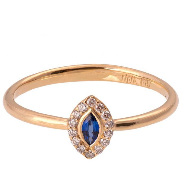 Marquise Cut Engagement Ring Rose Gold Sapphire and Diamonds R014 Catalogue