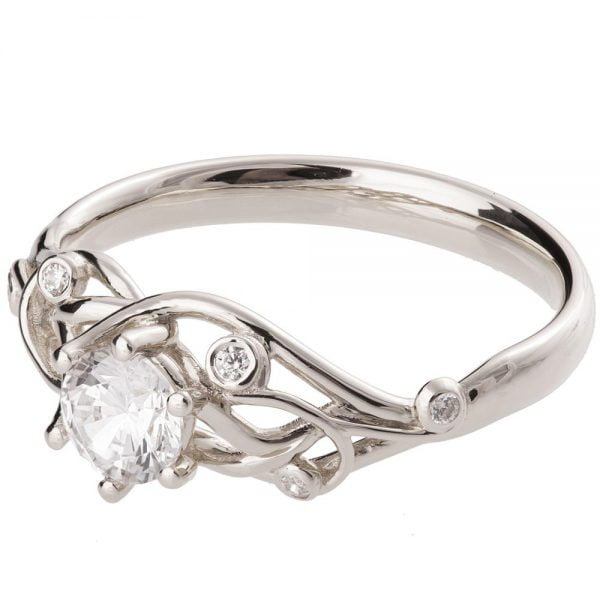 Moissanite Knot Engagement Ring White Gold